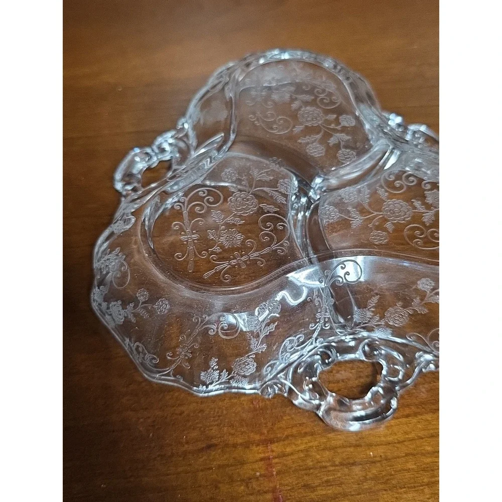 Cambridge Glass Chantily 3 part‎ Relish Dish 1938-1958